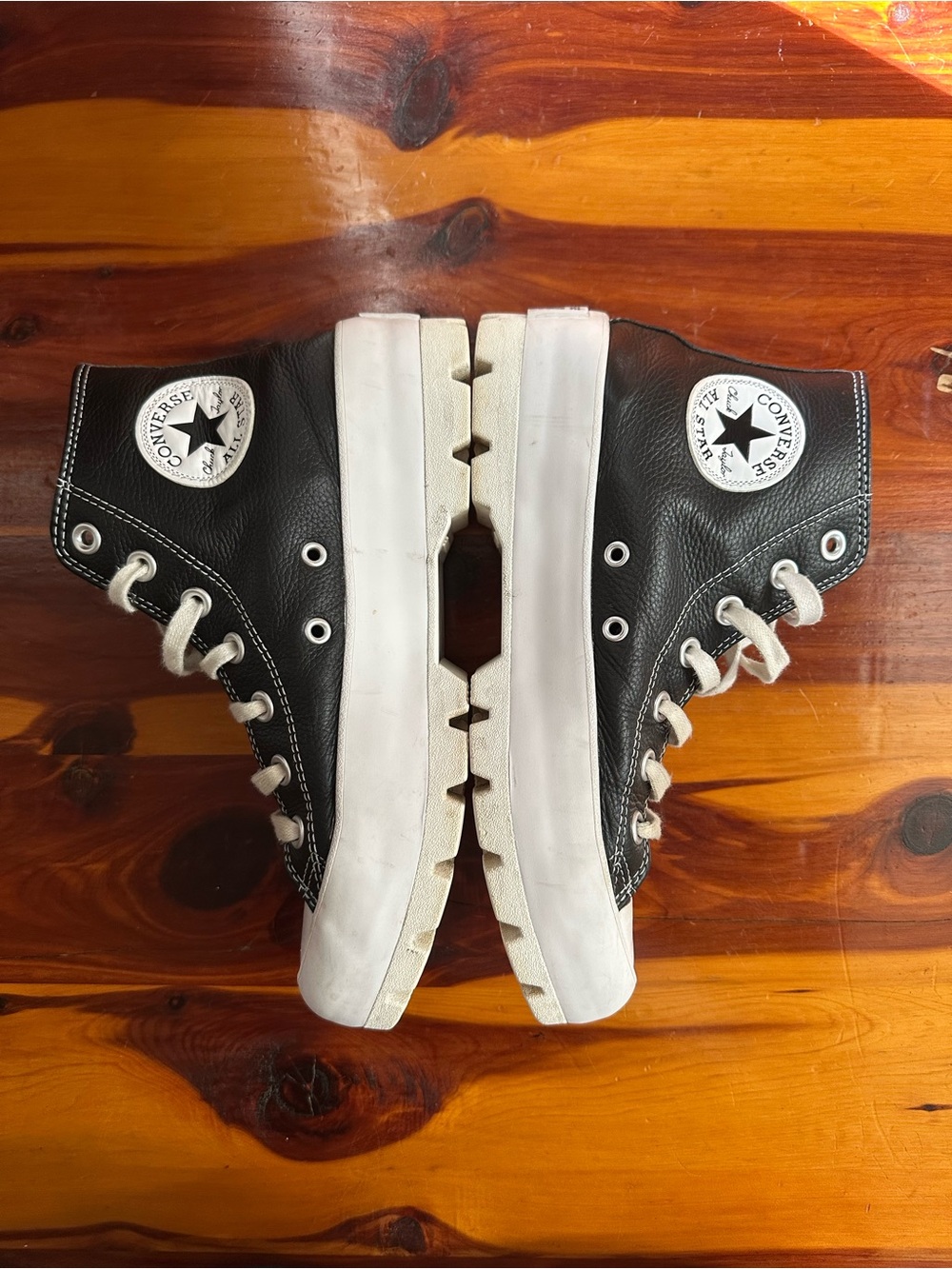 Converse Womens Black Leather High-Top Sneakers
